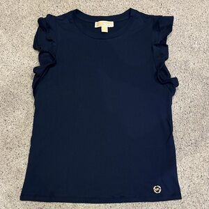Michael Kors Midnight Blue Ruffle Sleeve Top